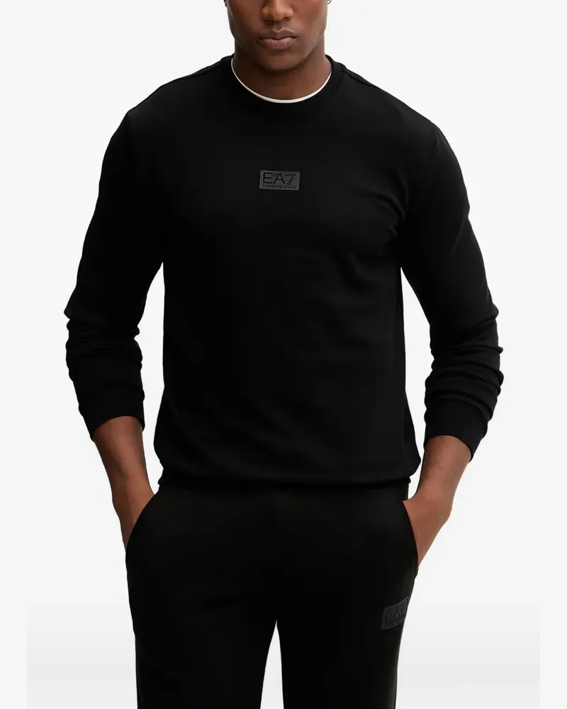 EA7 Sweatshirt mit Rundhalsausschnitt - Schwarz Schwarz