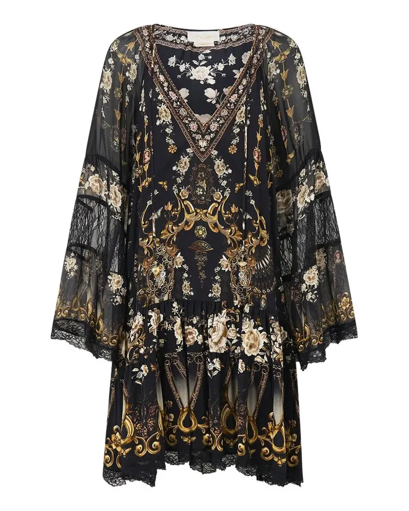 Camilla Flamenco folklore mini dress - Schwarz Schwarz