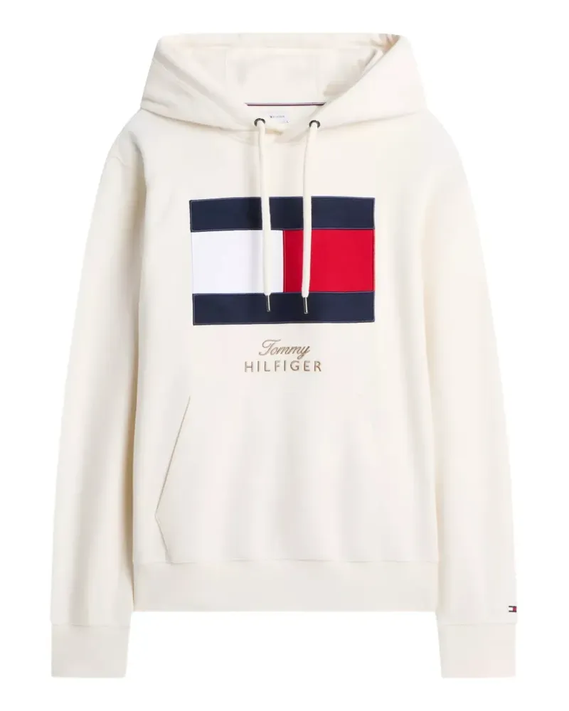 Tommy Hilfiger Hoodie mit Logo-Stickerei und Fleece-Struktur - Nude Nude