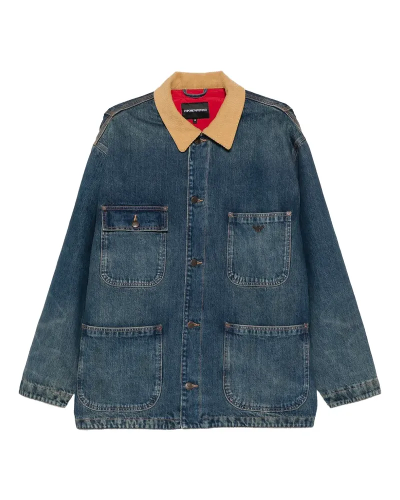 Emporio Armani contrast-collar denim jacket - Blau Blau