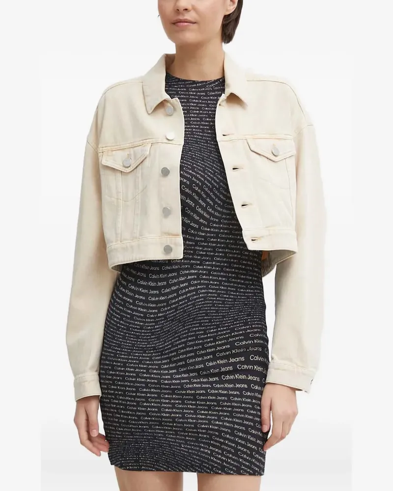 DKNY buttoned logo-print jacket - Nude Nude