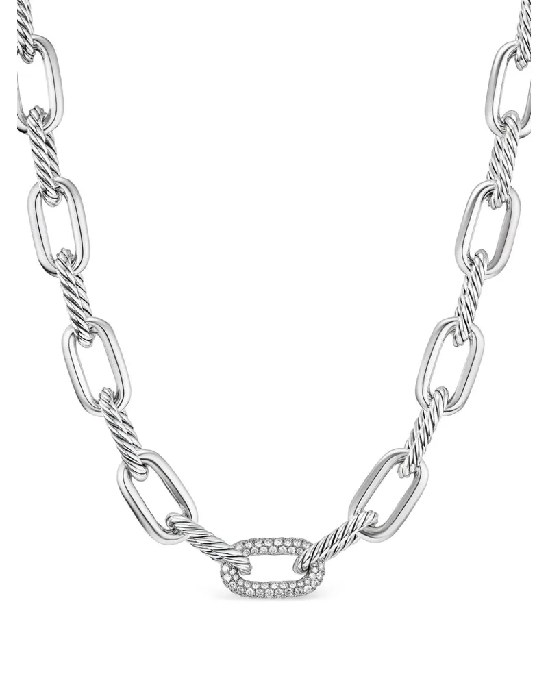 David Yurman DY Madison Sterlingsilber-Halskette mit Diamanten (11mm Silber