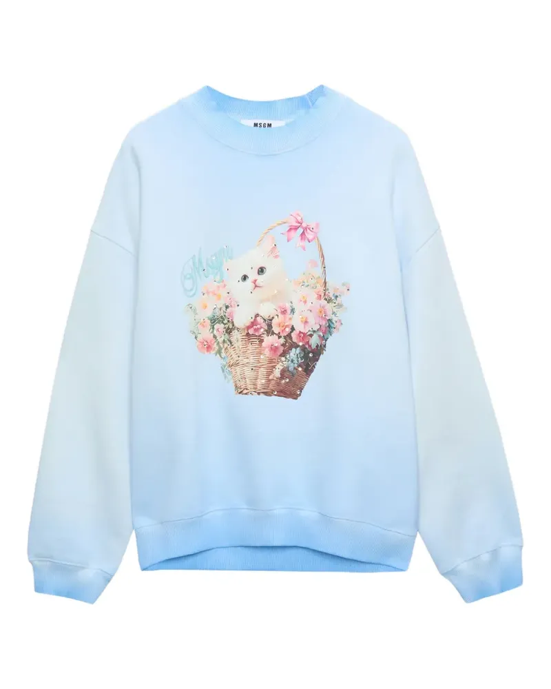 MSGM Sweatshirt mit Katzen-Print - Blau Blau