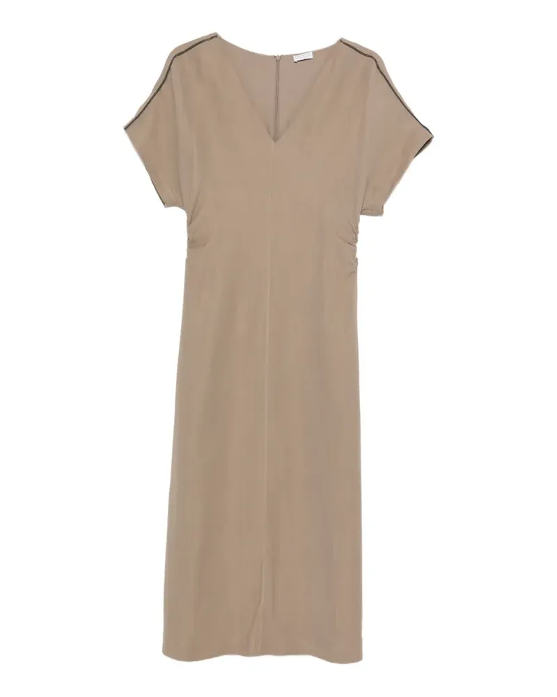 Brunello Cucinelli Midikleid mit V-Ausschnitt - Nude Nude