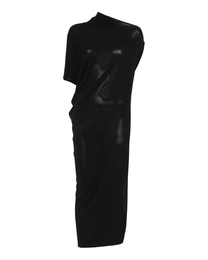 Isabel Benenato asymmetric-neck draped maxi dress - Schwarz Schwarz