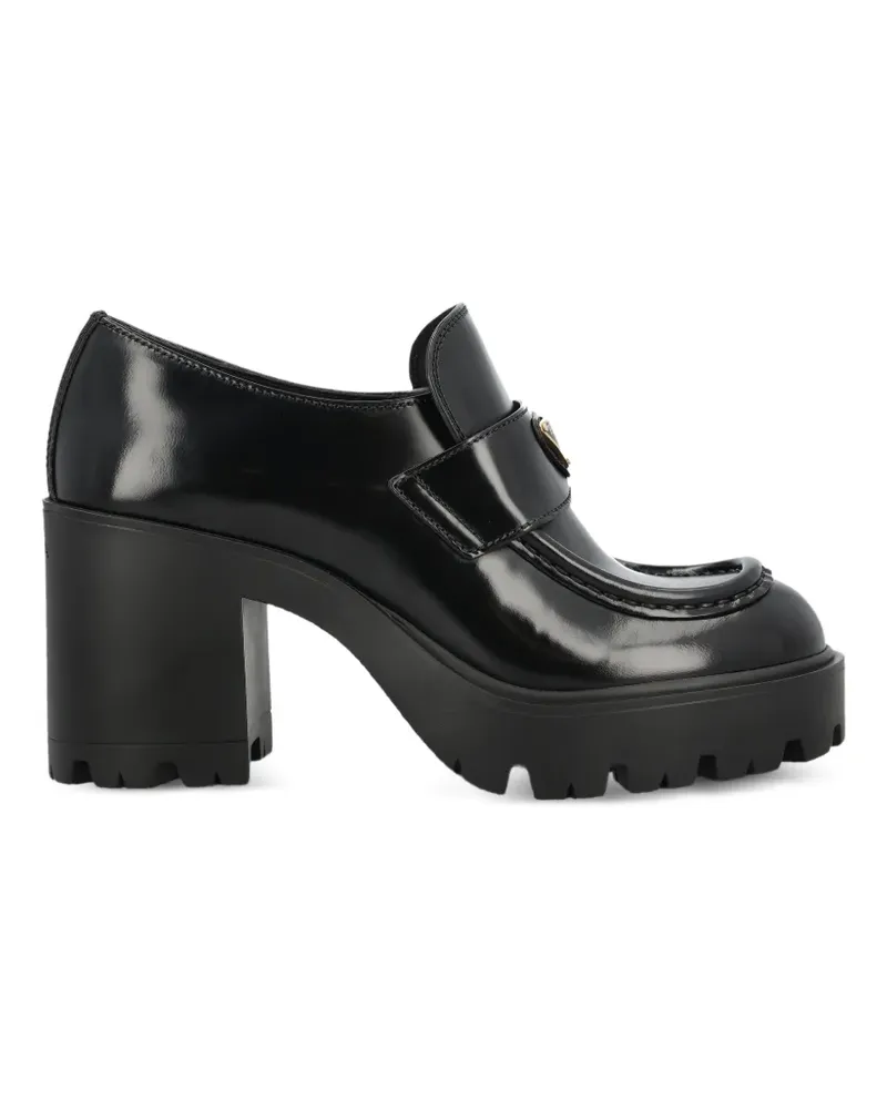 Prada triangle-logo leather ankle boots - Schwarz Schwarz