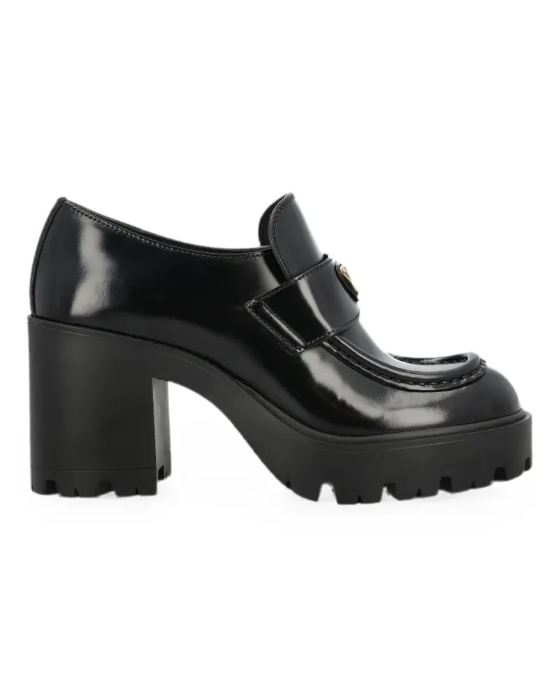 Prada triangle-logo leather ankle boots - Schwarz Schwarz