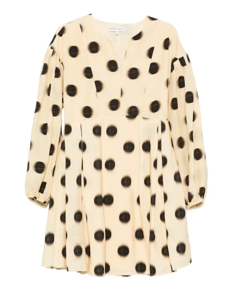 Stine Goya polka-dot balloon-sleeve dress - Nude Nude