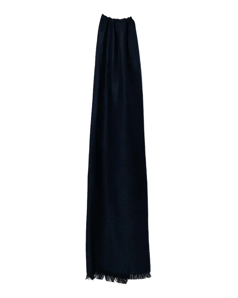 Hackett Schal mit Fransensaum - Blau Blau