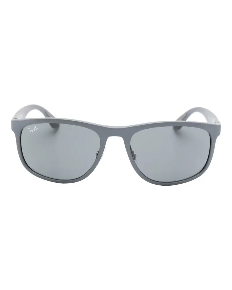 Ray Ban rectangle-frame logo-plaque sunglasses - Grau Grau