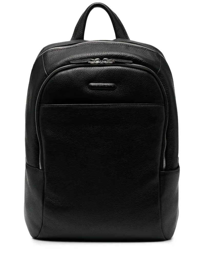 Piquadro Rucksack mit Logo-Schild - Schwarz Schwarz