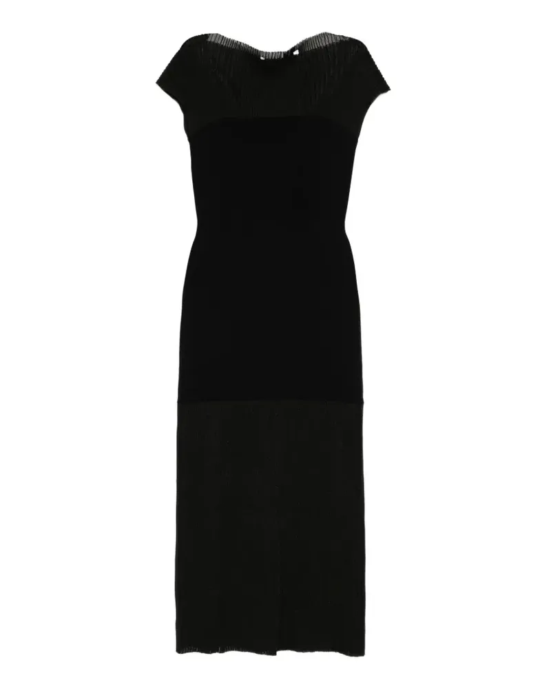 House of Dagmar Gestricktes Maxikleid mit Kontrasteinsatz - Schwarz Schwarz