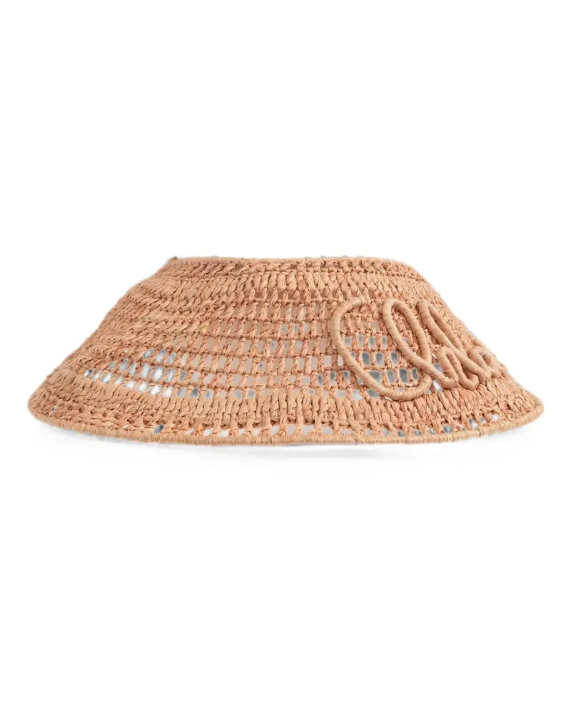 Chloé logo-embroidered raffia visor - Nude Nude