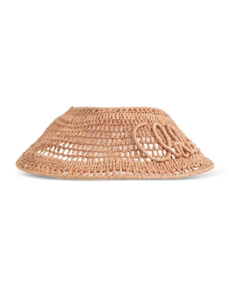 Chloé logo-embroidered raffia visor - Nude Nude
