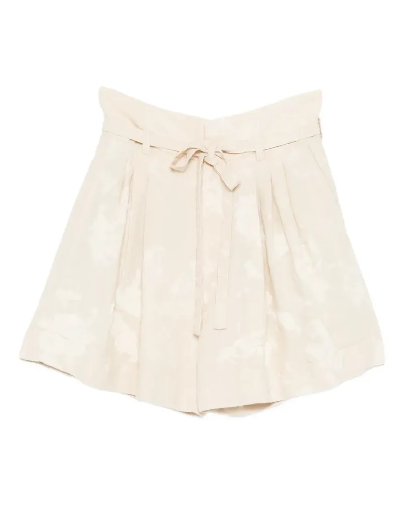 Ziggy Chen belted pleated shorts - Nude Nude