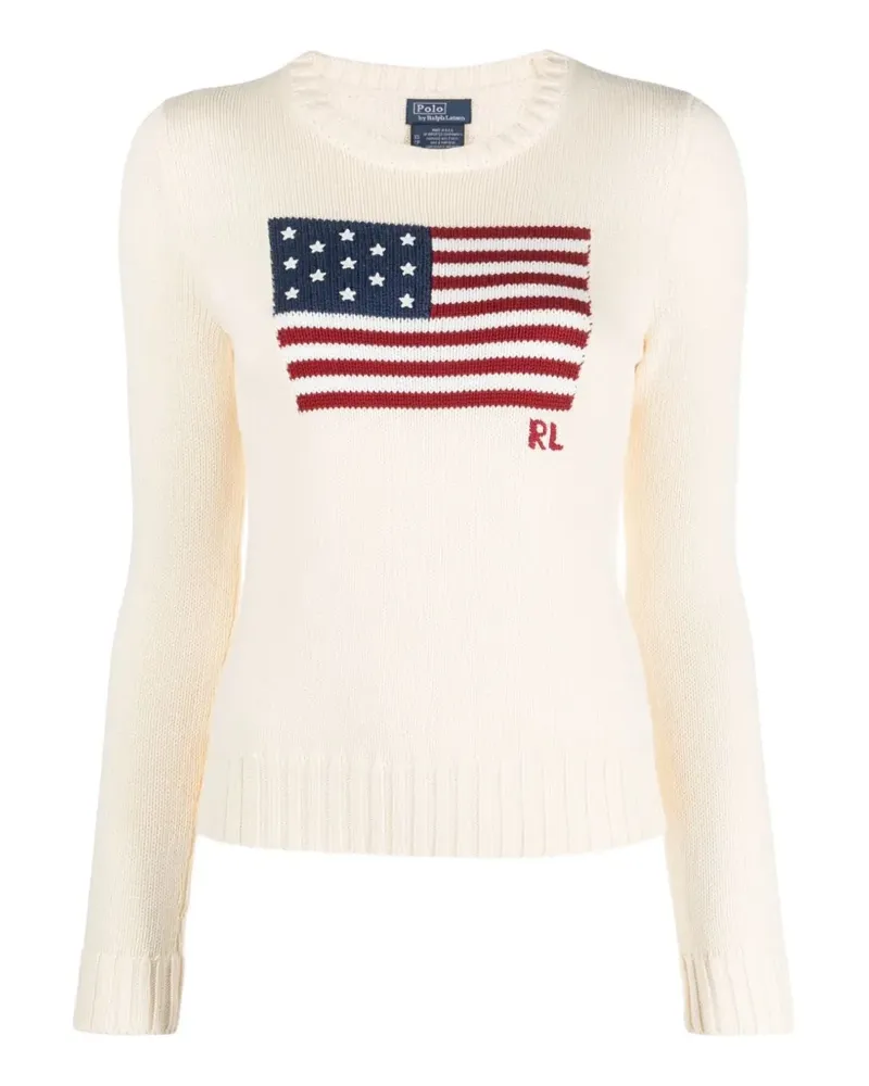 Ralph Lauren flag-graphic crewneck sweater - Nude Nude