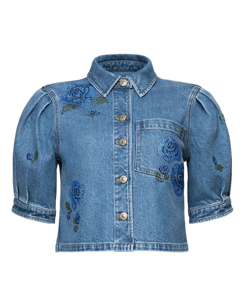 Cinq à Sept Halsie puff-sleeved denim shirt - Blau Blau