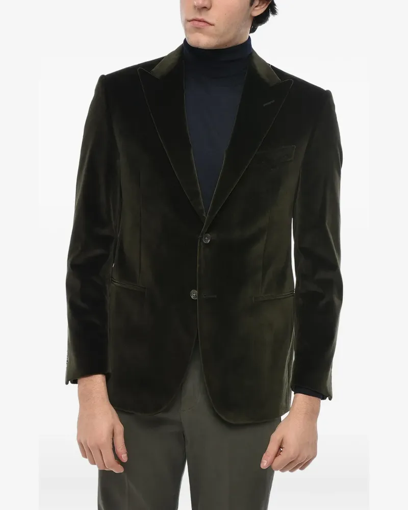 Corneliani velvet peak-lapel jacket - Grün Grün