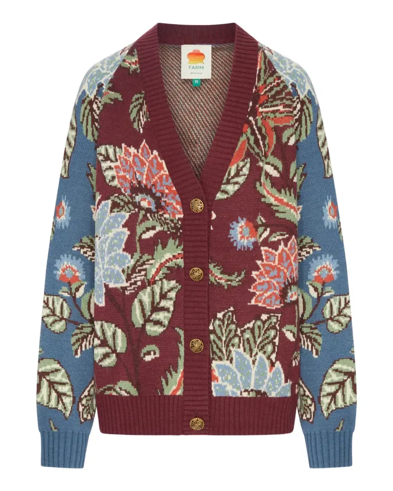 FARM Rio Delhi floral-intarsia button-up cardigan - Rot Rot
