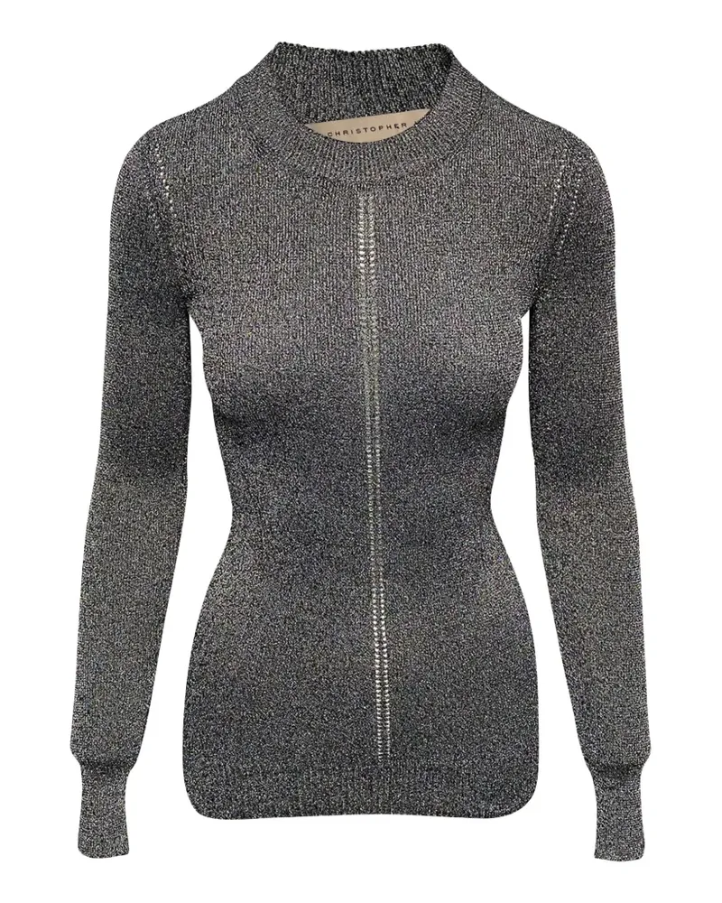 Christopher Kane round-neck open-knit top - Grau Grau