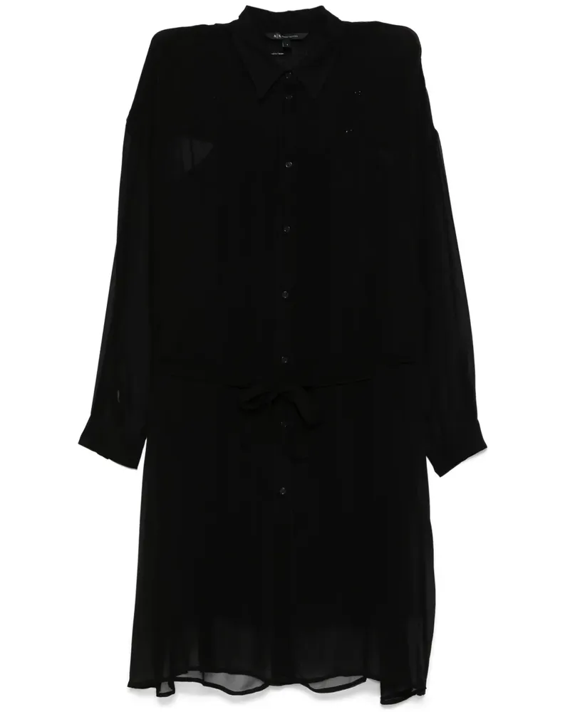 Armani Exchange Sheer-Minikleid - Schwarz Schwarz