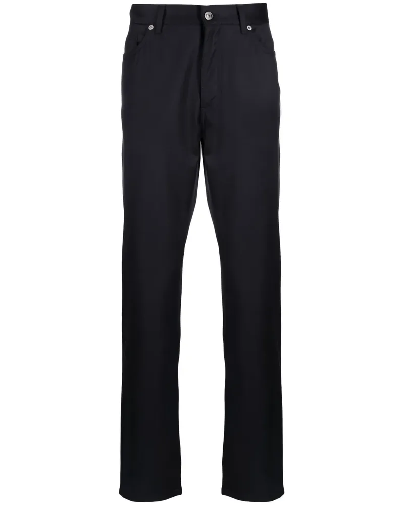 Ermenegildo Zegna Schmale Hose mit Logo-Patch - Blau Blau