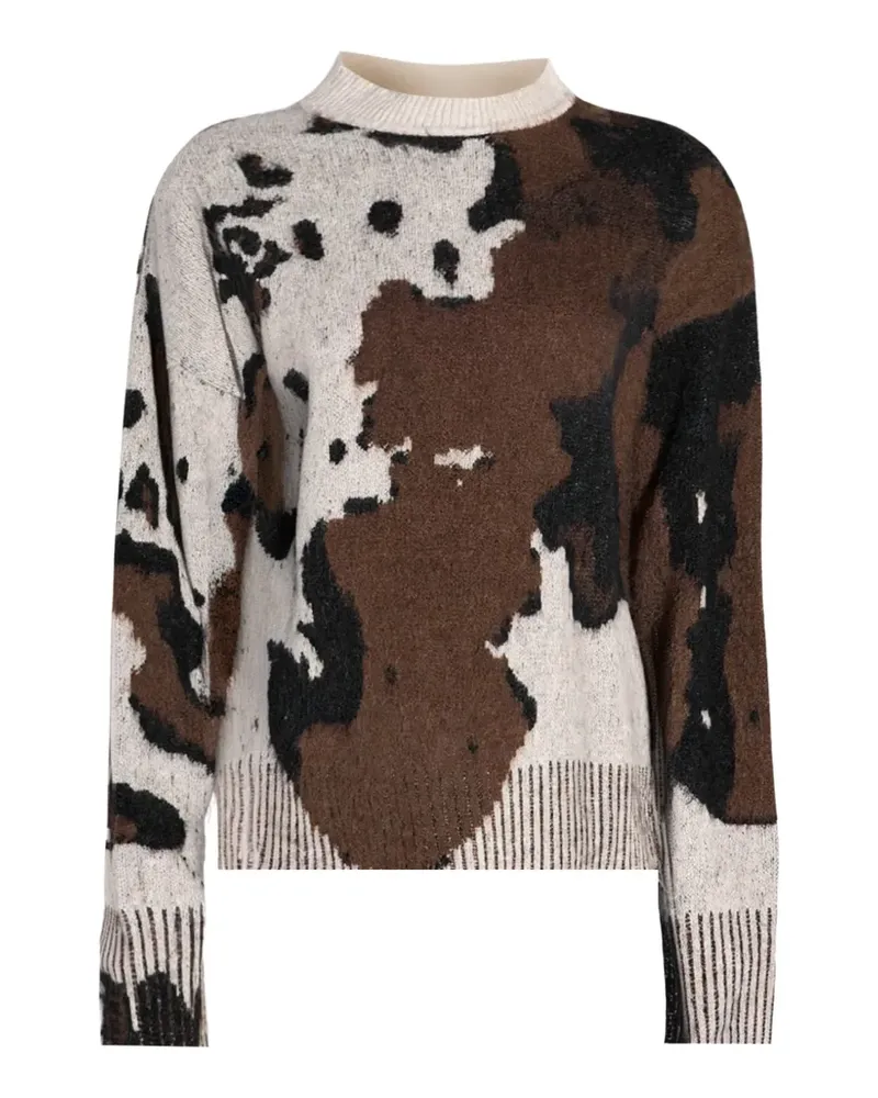 AKEP Intarsien-Pullover mit Rundhalsausschnitt - Nude Nude