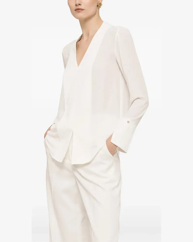 NISSA V-neck chiffon top - Weiß Weiß