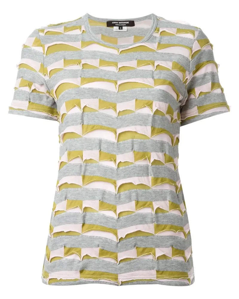 Junya Watanabe Gestreiftes T-Shirt mit Einsätzen - Rosa Rosa