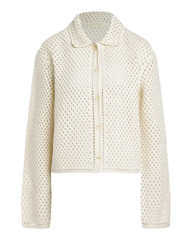 12 STOREEZ Gehäkelter Meadow Cardigan - Weiß Weiß