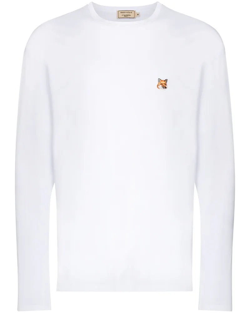 Kitsuné Langarmshirt mit Fuchs-Patch - Weiß Weiß