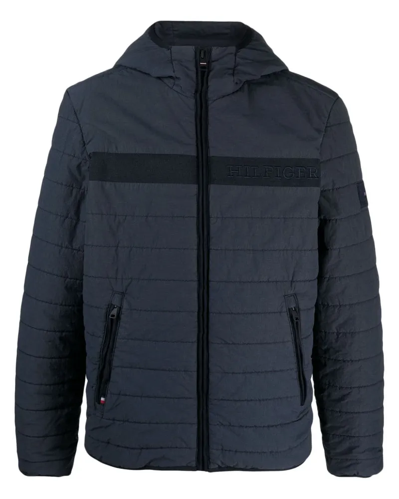 Tommy Hilfiger Gefütterte Kapuzenjacke mit Logo - Blau Blau