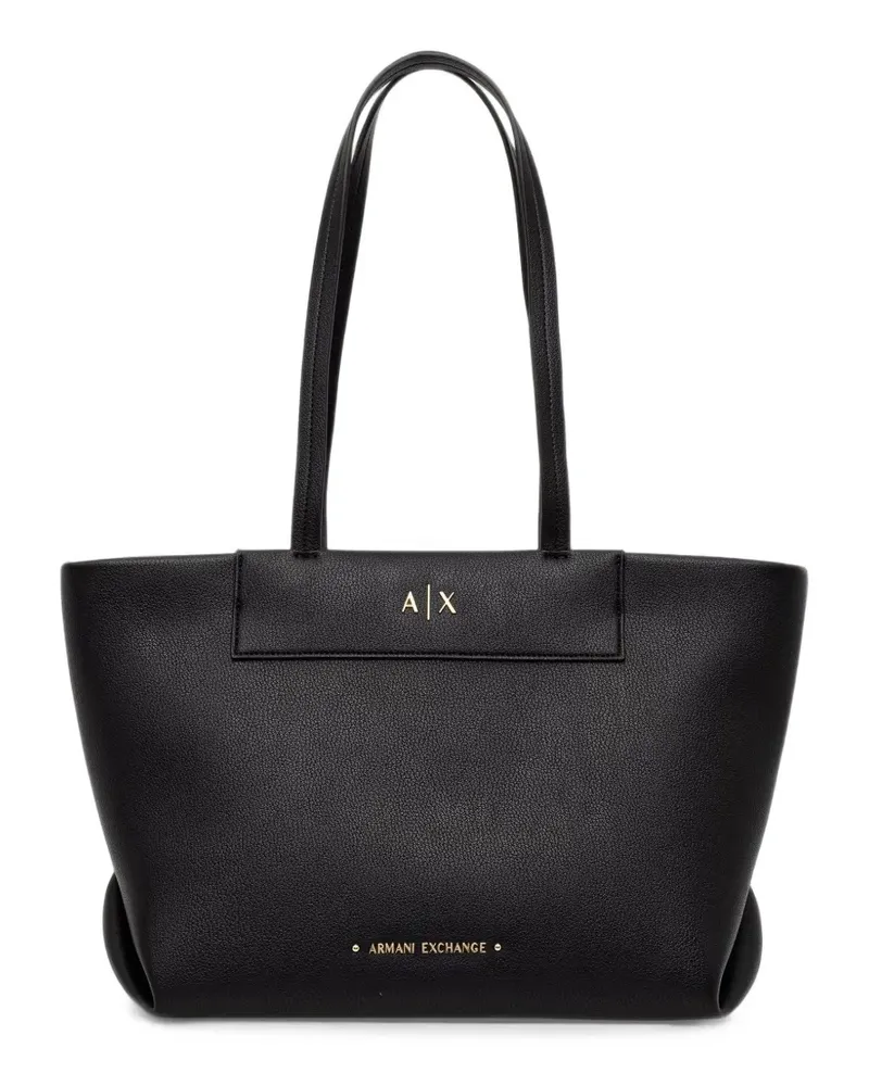 Armani Exchange logo-plaque tote bag - Schwarz Schwarz