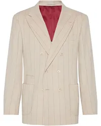 Brunello Cucinelli Doppelreihiger Blazer mit Streifen Nude