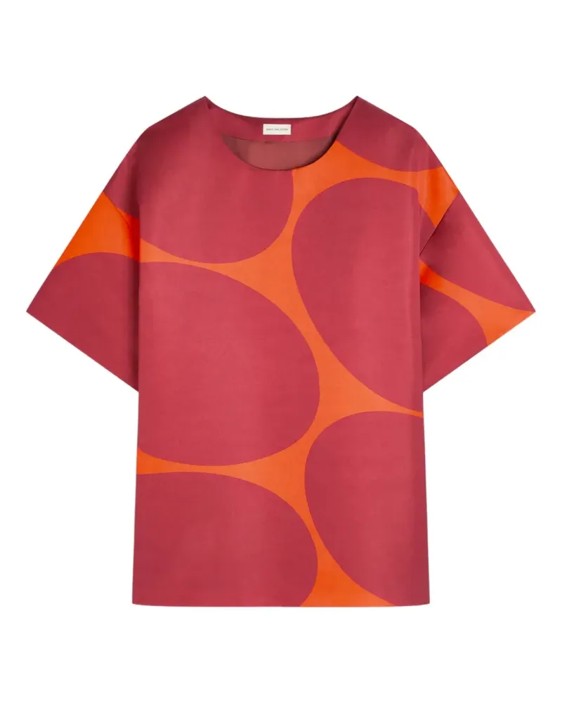 Dries van Noten circle-print short-sleeve mini dress - Rot Rot