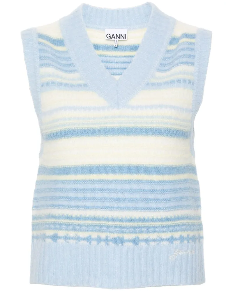 Ganni Gestreiftes Strickoberteil - Blau Blau