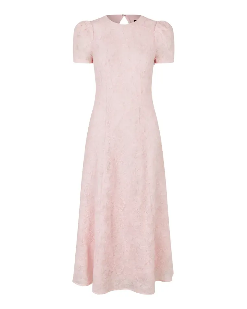 ROTATE Birger Christensen flower mesh flared dress pink - Rosa Rosa