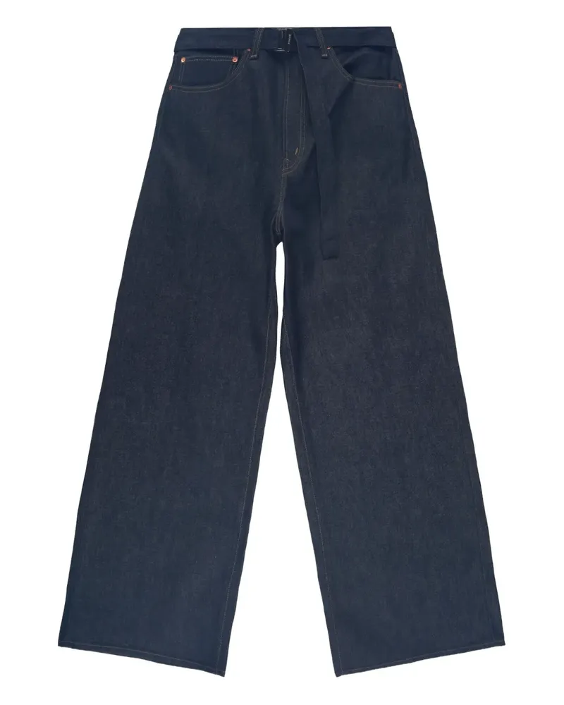 Sacai Gürtel-Jeans mit Logo-Patch - Blau Blau