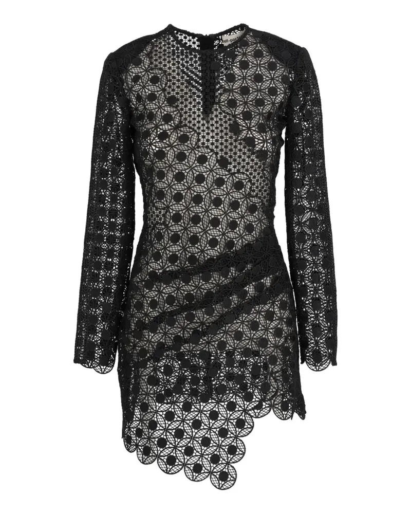 Self-Portrait laced asymmetrical dress - Schwarz Schwarz