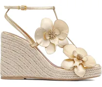 Orchid Wedge-Sandalen mit Blumendetail 110mm - Gold