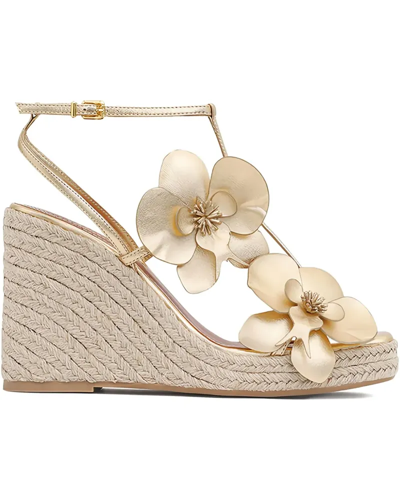Zimmermann Orchid Wedge-Sandalen mit Blumendetail 110mm - Gold Gold
