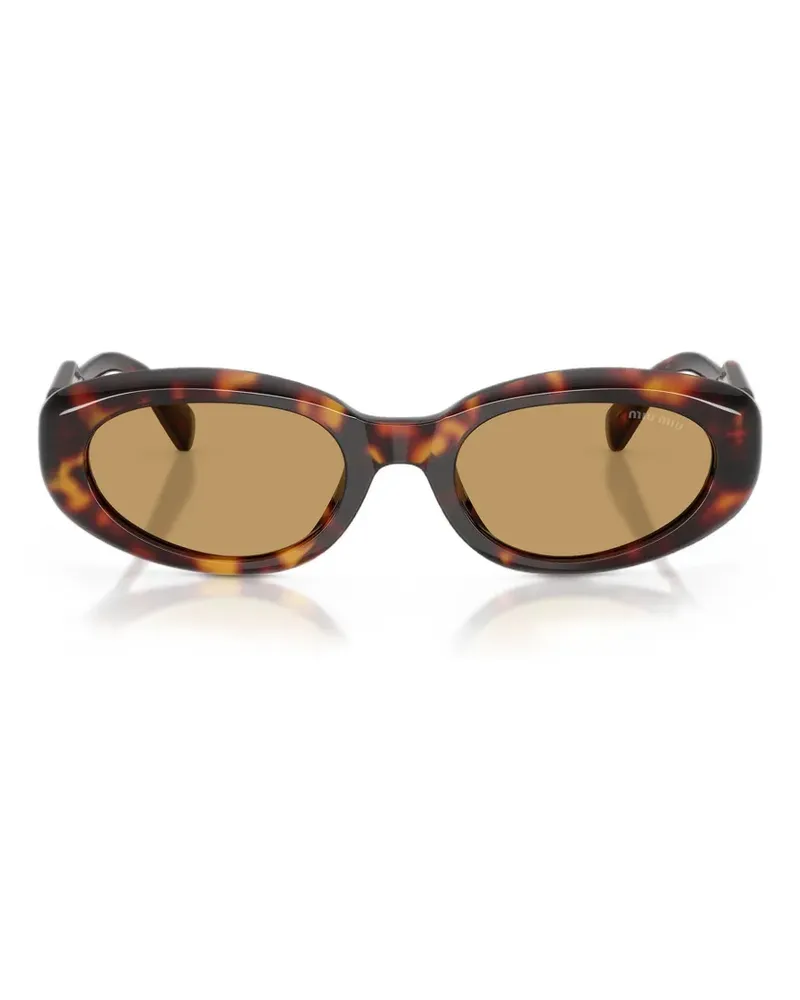 Miu Miu Ovale Sonnenbrille in Schildpattoptik - Braun Braun