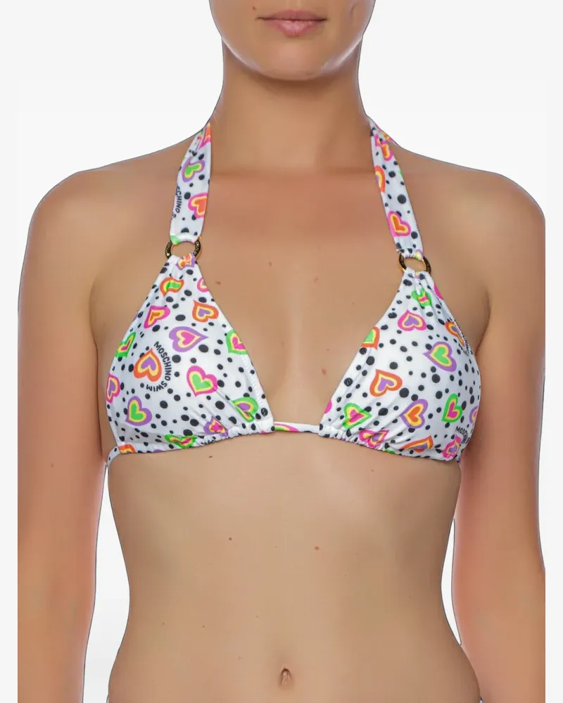 Moschino Bikinioberteil mit Herz-Print - Weiß Weiß