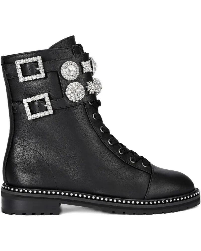Kurt Geiger Stoop buckled-crystal combat boots - Schwarz Schwarz