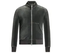 Velours-Cardigan mit Reißverschluss - Grau
