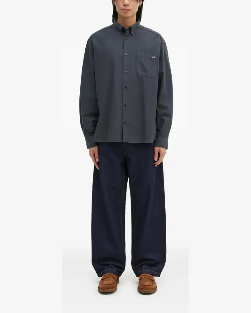 A.P.C. Mateo Hemd mit bestickter Tasche - Grau Grau