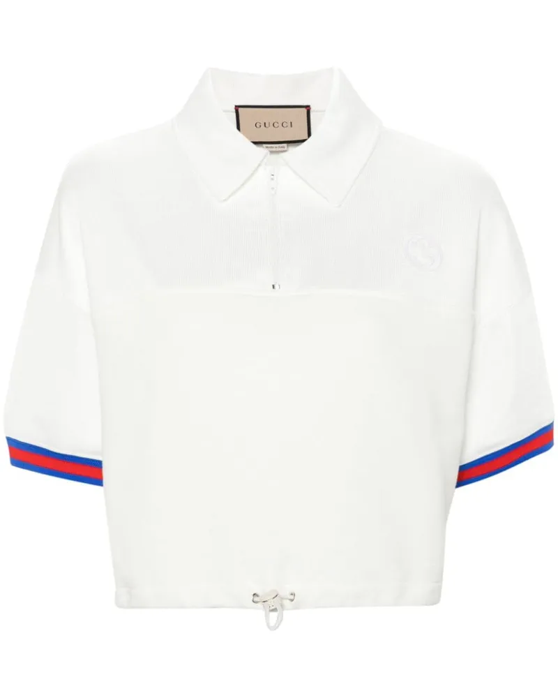 Gucci Poloshirt mit Webstreifen Weiß