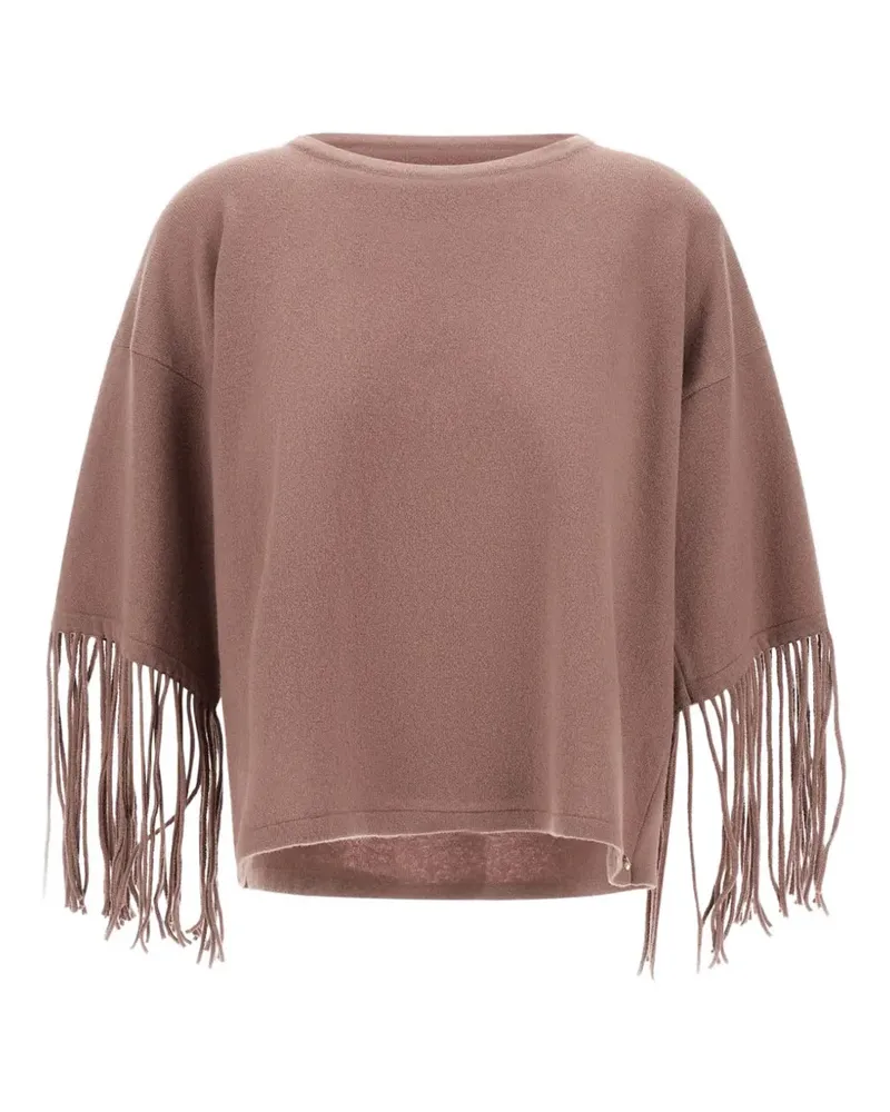 Herno Bestickter Pullover mit Fransen - Rosa Rosa