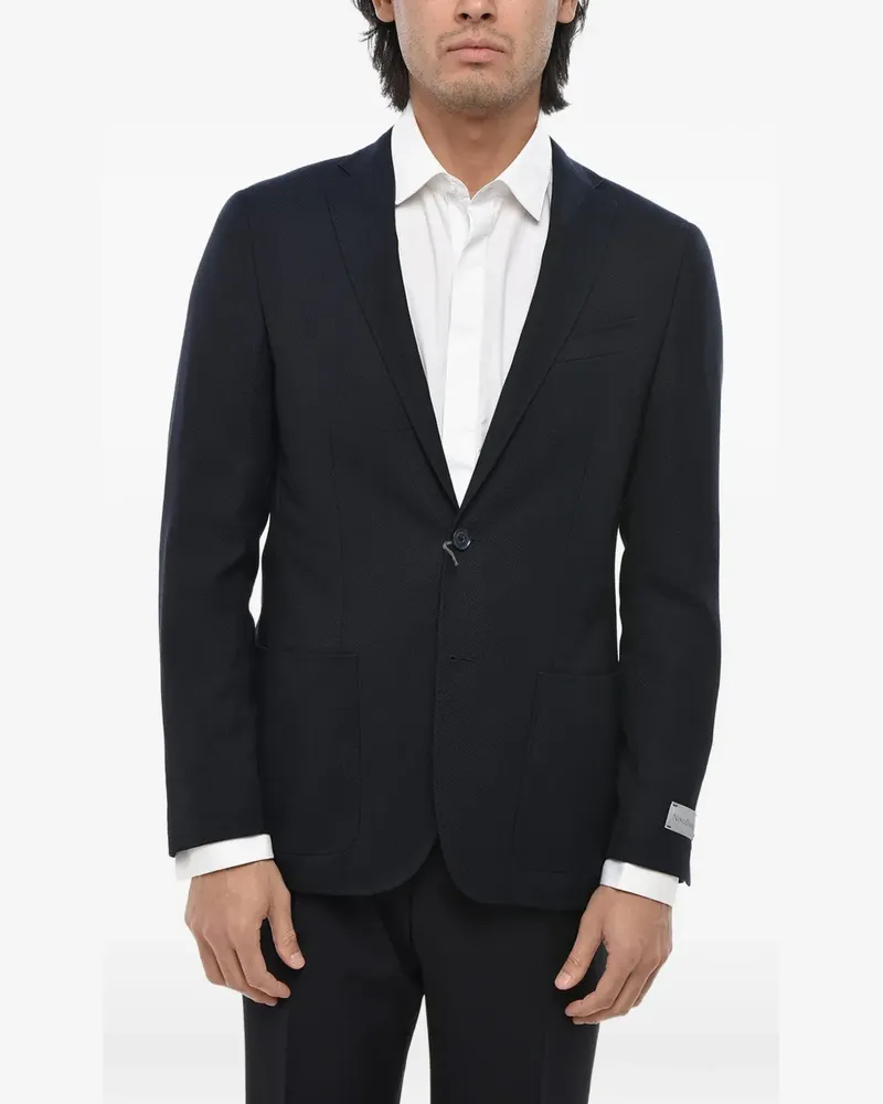 Corneliani single-breasted wool blazer - Blau Blau