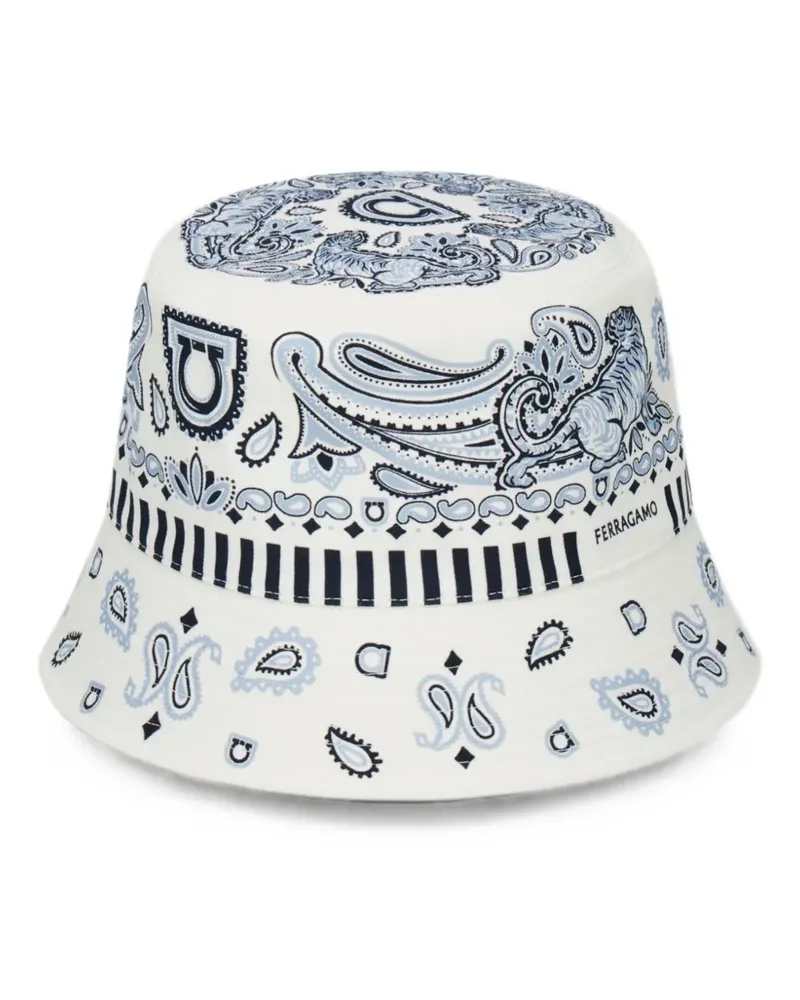 Ferragamo Fischerhut mit Arabesque-Print - Weiß Weiß